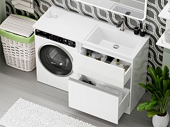 Misty Мебель для ванной с раковиной под стиральную машину Ингрид 130 R белая – фотография-4